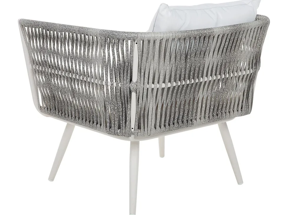 Lounge Set Rattan Grau Meliert 4-Sitzer Auflagen Cremeweis Ragusa