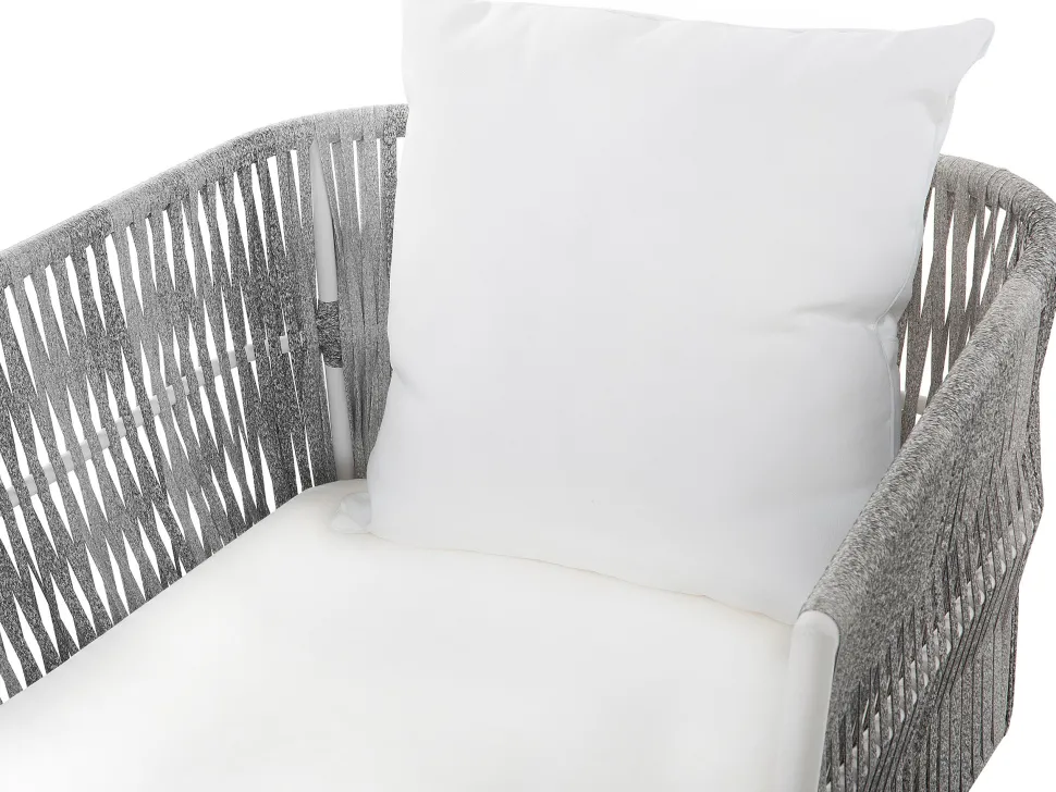 Lounge Set Rattan Grau Meliert 4-Sitzer Auflagen Cremeweis Ragusa