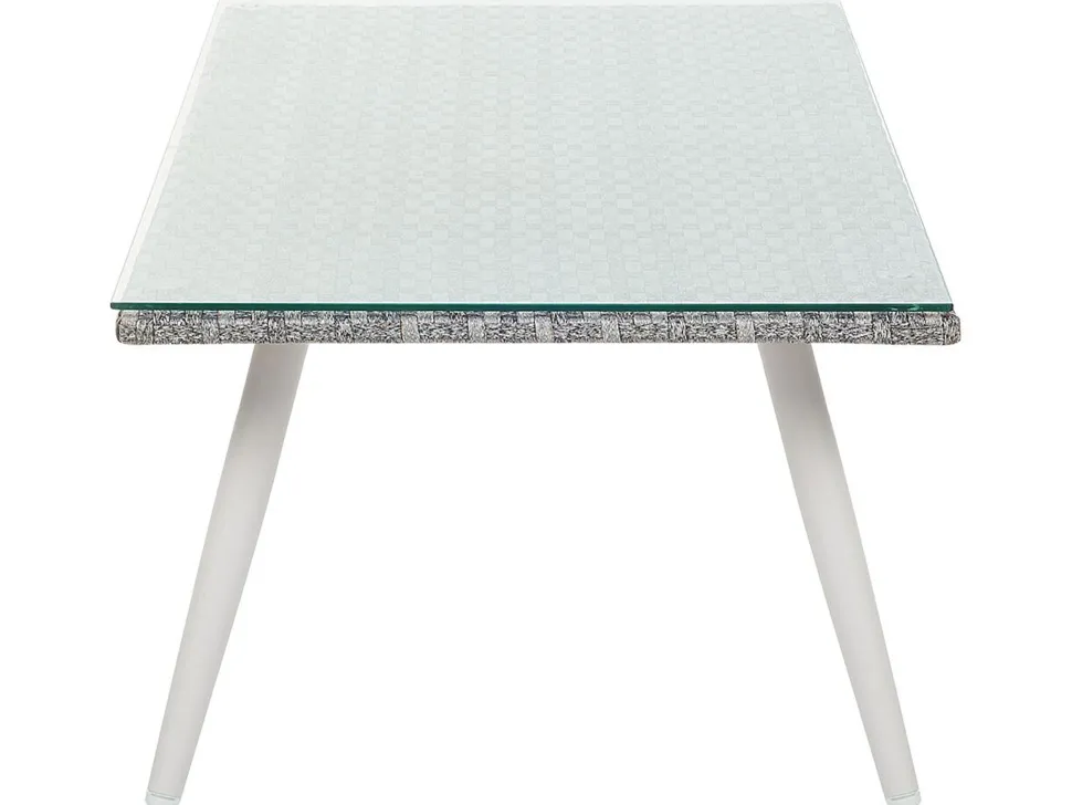 Lounge Set Rattan Grau Meliert 4-Sitzer Auflagen Cremeweis Ragusa