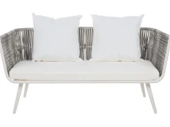 Lounge Set Rattan Grau Meliert 4-Sitzer Auflagen Cremeweis Ragusa