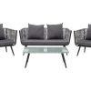 Lounge Set Rattan Grau Meliert 4-Sitzer Auflagen Graphitgrau Ragusa