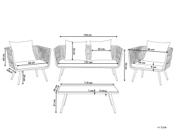 Lounge Set Rattan Grau Meliert 4-Sitzer Auflagen Graphitgrau Ragusa