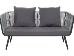 Lounge Set Rattan Grau Meliert 4-Sitzer Auflagen Graphitgrau Ragusa