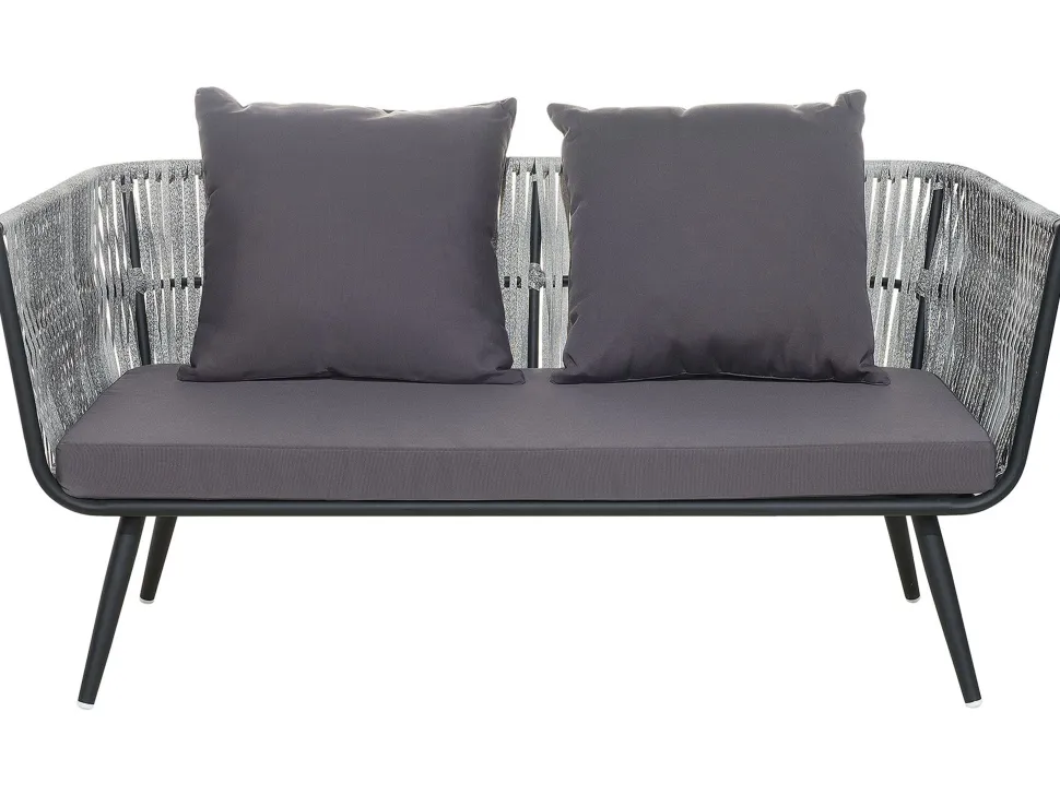 Lounge Set Rattan Grau Meliert 4-Sitzer Auflagen Graphitgrau Ragusa