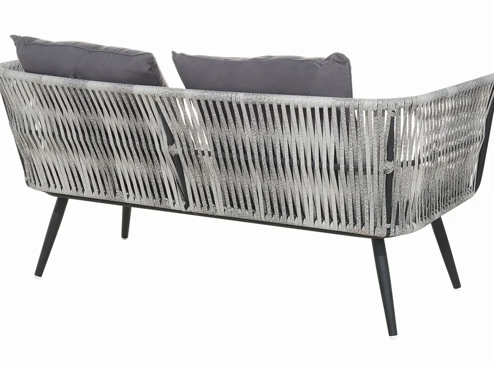 Lounge Set Rattan Grau Meliert 4-Sitzer Auflagen Graphitgrau Ragusa