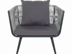 Lounge Set Rattan Grau Meliert 4-Sitzer Auflagen Graphitgrau Ragusa
