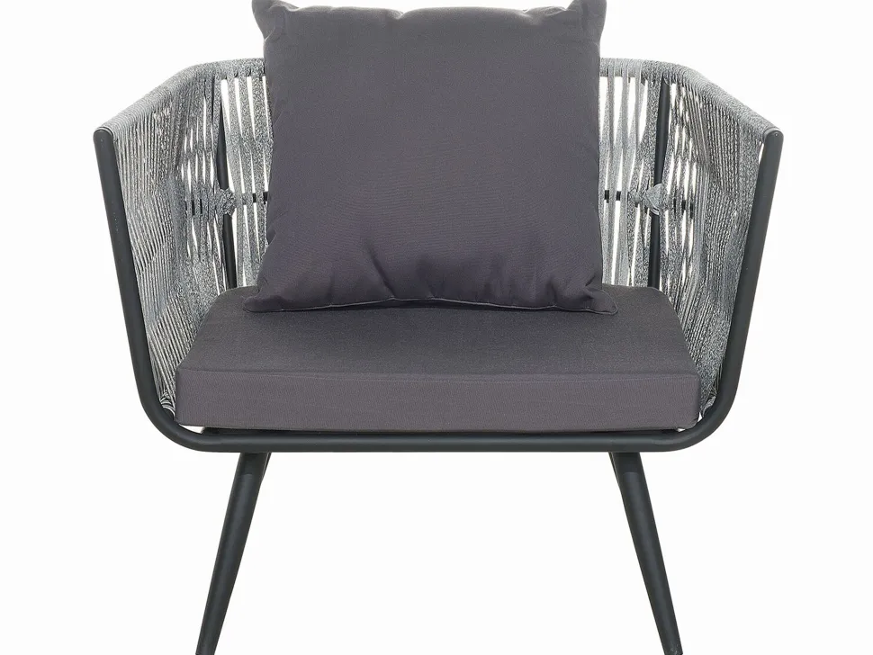 Lounge Set Rattan Grau Meliert 4-Sitzer Auflagen Graphitgrau Ragusa