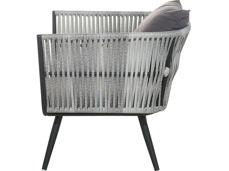 Lounge Set Rattan Grau Meliert 4-Sitzer Auflagen Graphitgrau Ragusa