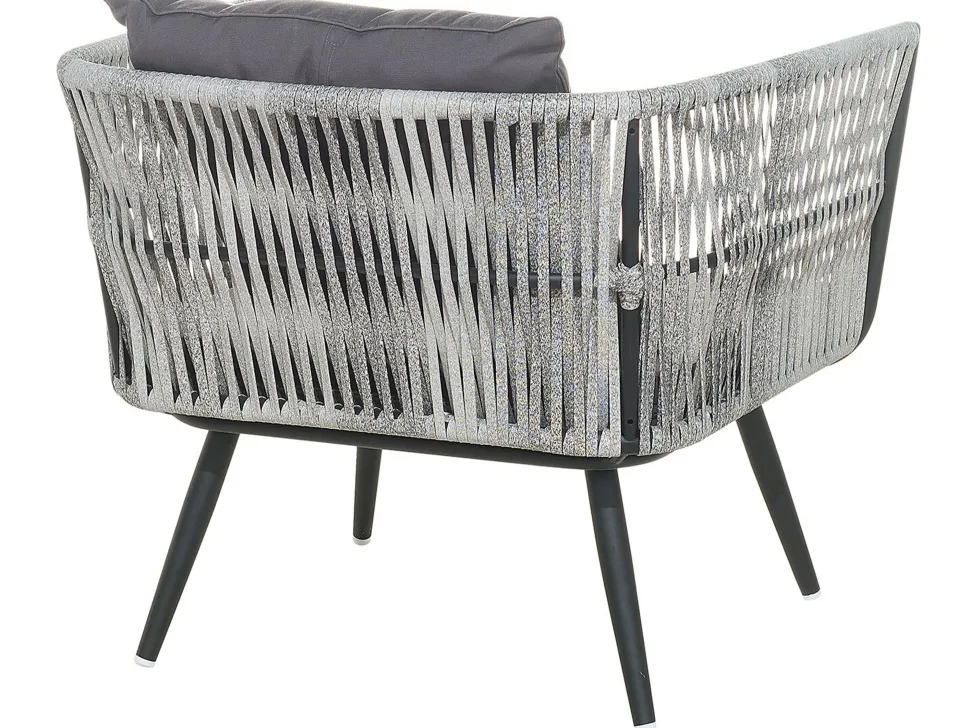 Lounge Set Rattan Grau Meliert 4-Sitzer Auflagen Graphitgrau Ragusa