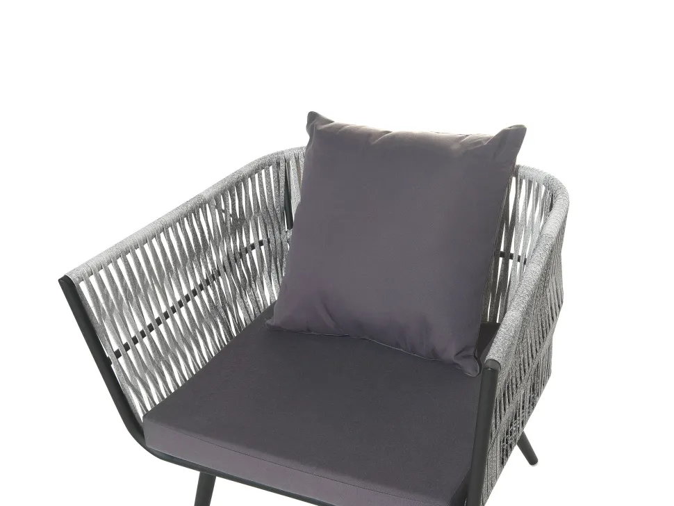 Lounge Set Rattan Grau Meliert 4-Sitzer Auflagen Graphitgrau Ragusa