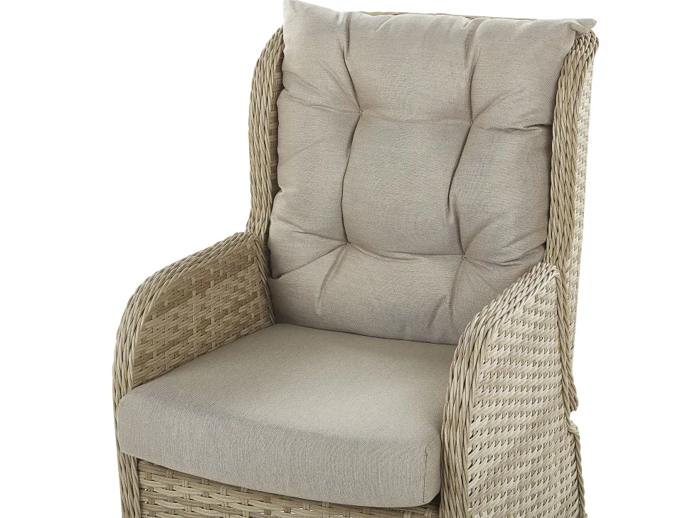 Lounge Set Rattan Hellbraun 2-Sitzer Auflagen Beige Ponza