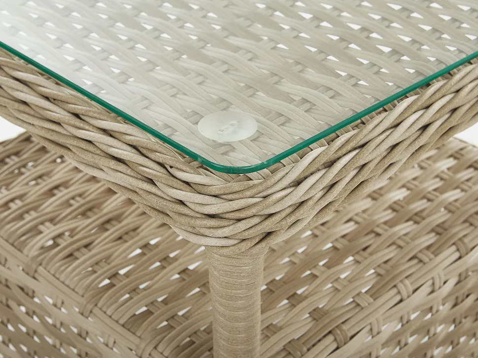 Lounge Set Rattan Hellbraun 2-Sitzer Auflagen Beige Ponza