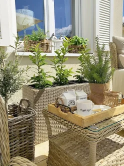 Lounge Set Rattan Hellbraun 2-Sitzer Auflagen Beige Ponza