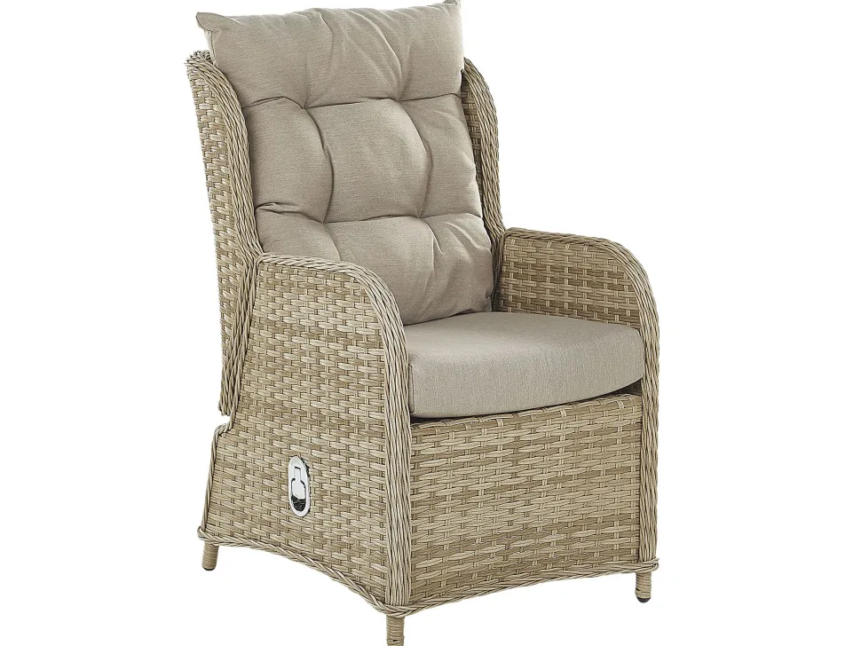 Lounge Set Rattan Hellbraun 2-Sitzer Auflagen Beige Ponza