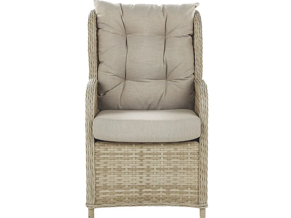 Lounge Set Rattan Hellbraun 2-Sitzer Auflagen Beige Ponza