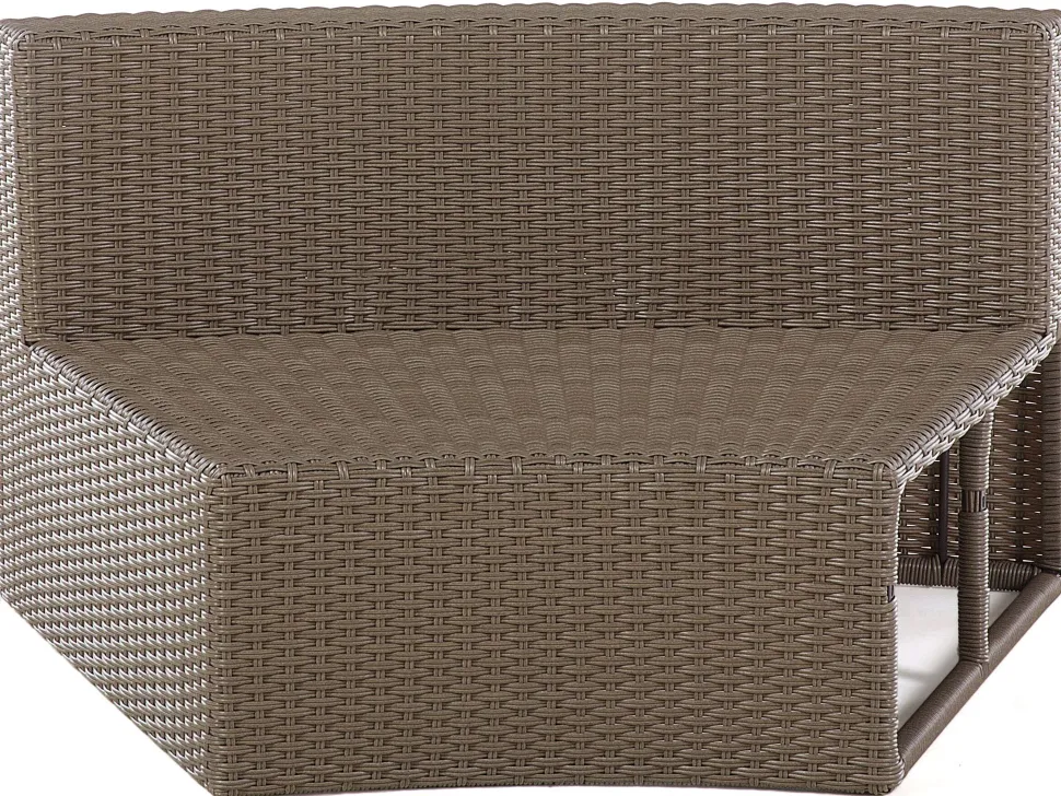 Lounge Set Rattan Hellbraun 9-Sitzer Rund Auflagen Weis Severo