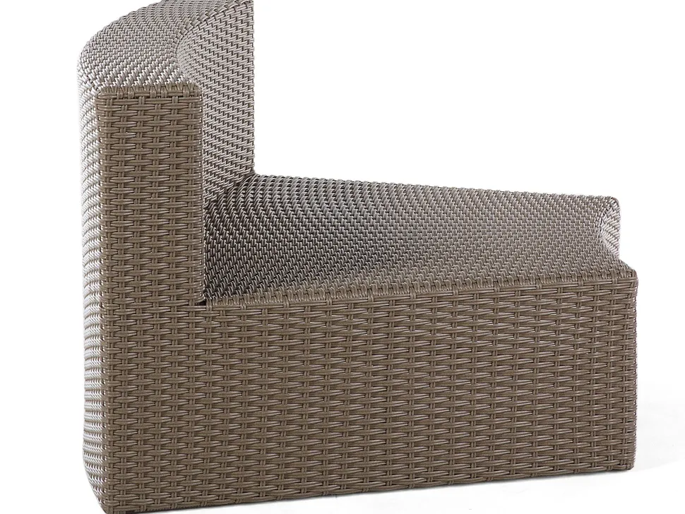 Lounge Set Rattan Hellbraun 9-Sitzer Rund Auflagen Weis Severo