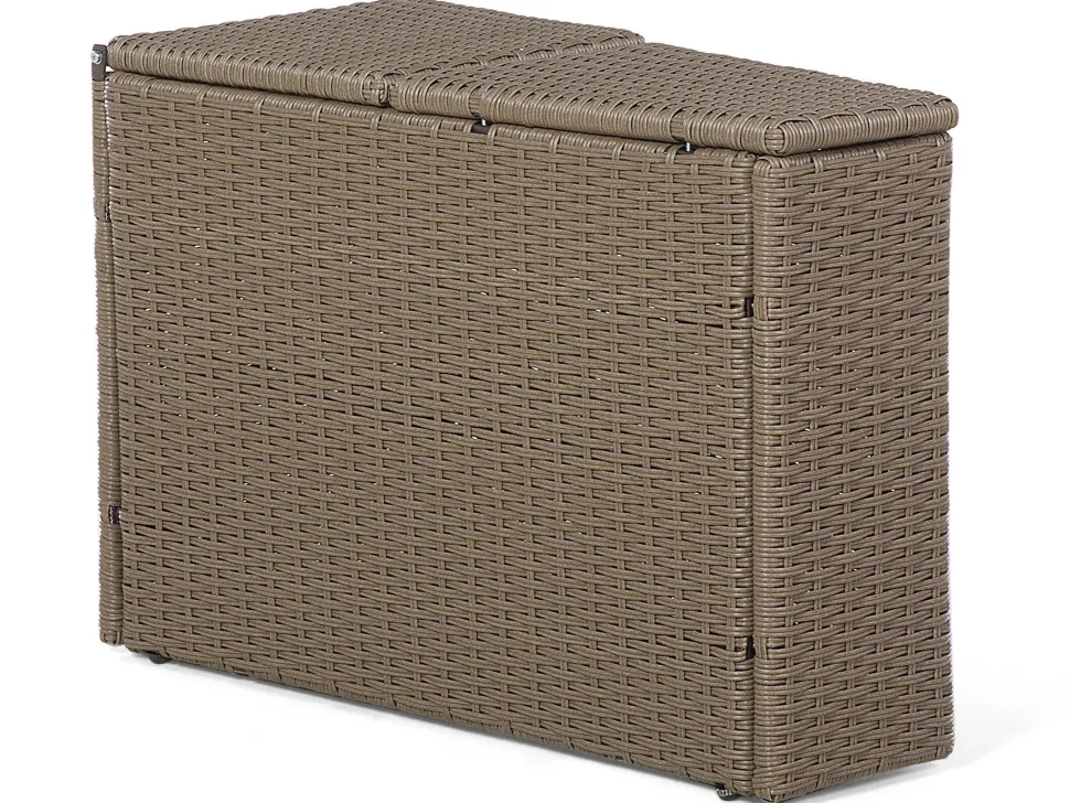 Lounge Set Rattan Hellbraun 9-Sitzer Rund Auflagen Weis Severo
