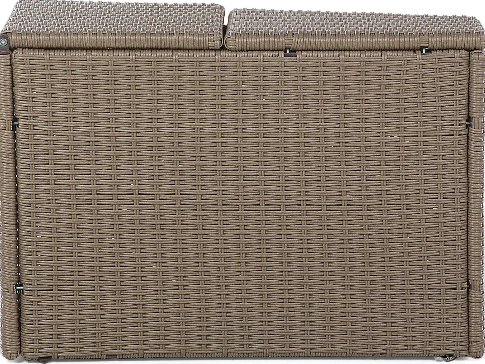 Lounge Set Rattan Hellbraun 9-Sitzer Rund Auflagen Weis Severo