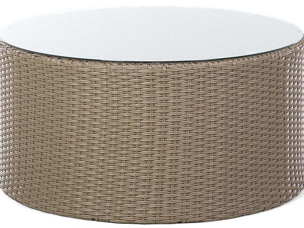 Lounge Set Rattan Hellbraun 9-Sitzer Rund Auflagen Weis Severo
