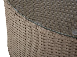 Lounge Set Rattan Hellbraun 9-Sitzer Rund Auflagen Weis Severo