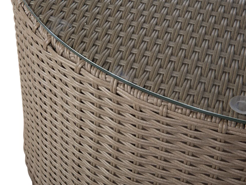 Lounge Set Rattan Hellbraun 9-Sitzer Rund Auflagen Weis Severo