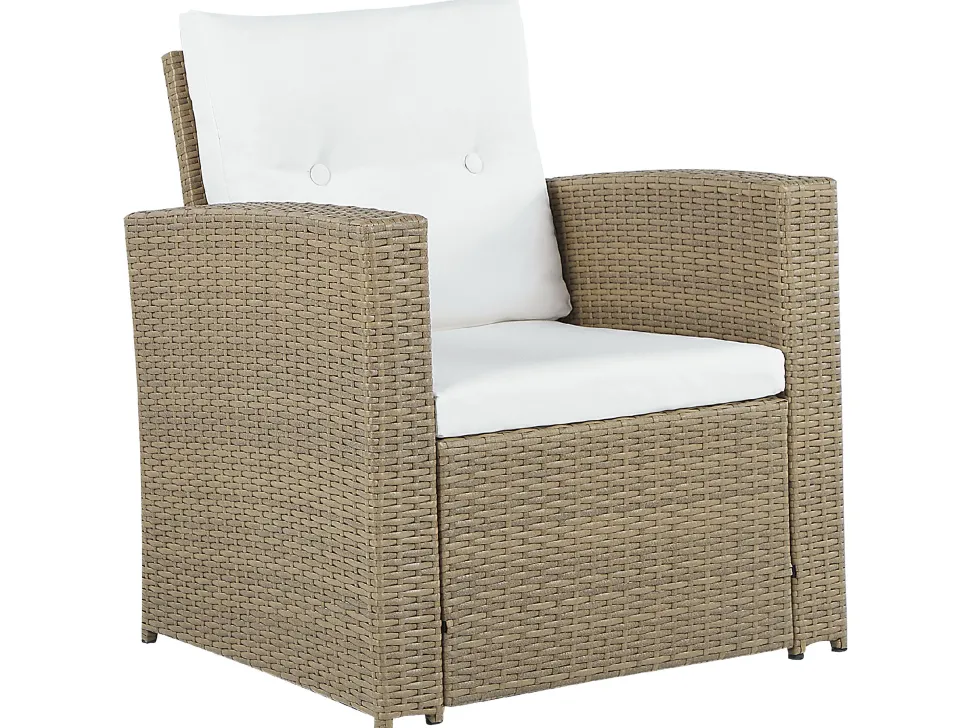 Lounge Set Rattan Hellbraun 4-Sitzer Auflagen Cremeweis Luca