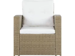 Lounge Set Rattan Hellbraun 4-Sitzer Auflagen Cremeweis Luca