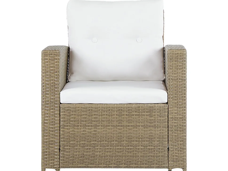 Lounge Set Rattan Hellbraun 4-Sitzer Auflagen Cremeweis Luca