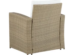 Lounge Set Rattan Hellbraun 4-Sitzer Auflagen Cremeweis Luca
