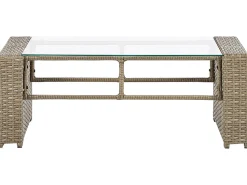 Lounge Set Rattan Hellbraun 4-Sitzer Auflagen Cremeweis Luca