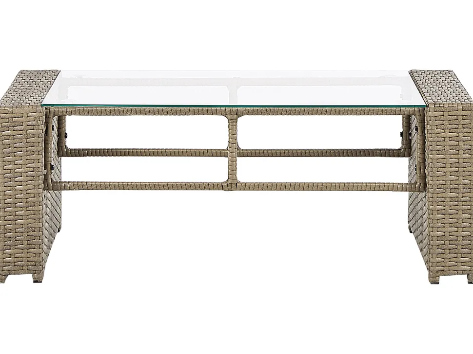 Lounge Set Rattan Hellbraun 4-Sitzer Auflagen Cremeweis Luca