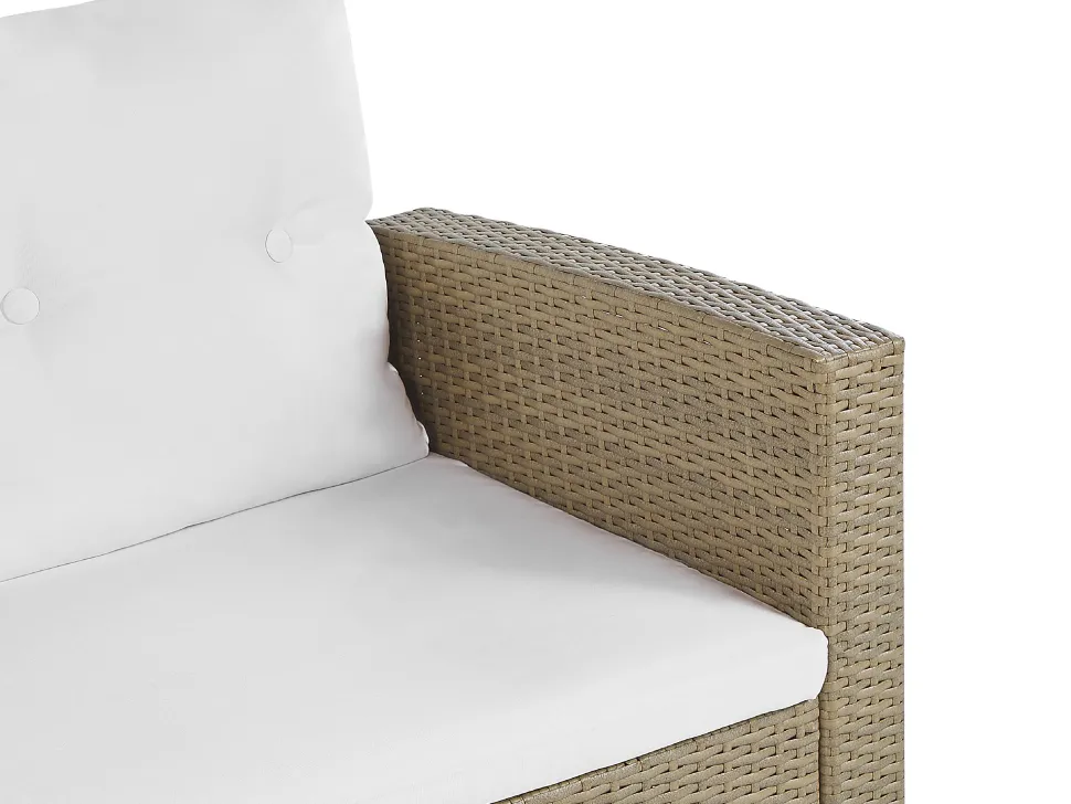 Lounge Set Rattan Hellbraun 4-Sitzer Auflagen Cremeweis Luca