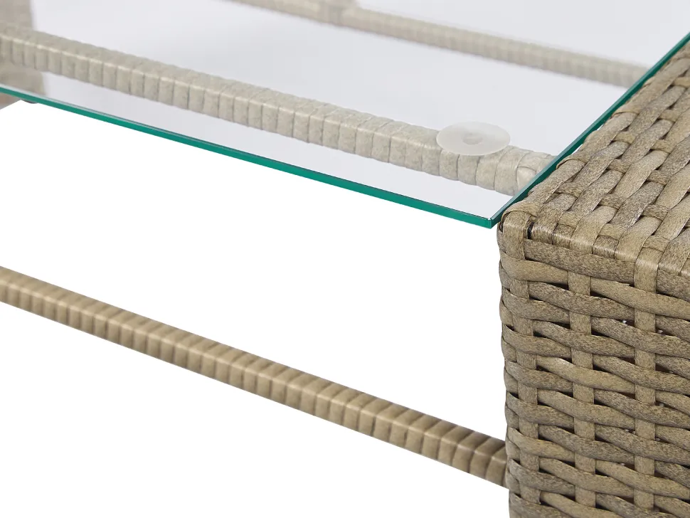 Lounge Set Rattan Hellbraun 4-Sitzer Auflagen Cremeweis Luca
