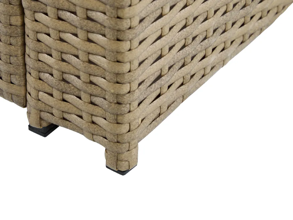 Lounge Set Rattan Hellbraun 4-Sitzer Auflagen Cremeweis Luca