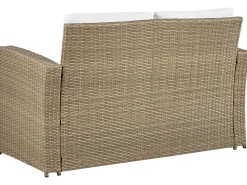 Lounge Set Rattan Hellbraun 4-Sitzer Auflagen Cremeweis Luca