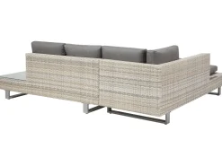Lounge Set Rattan Hellbraun 5-Sitzer Modular Auflagen Grau Lanciano