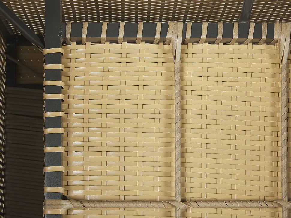 Lounge Set Rattan Hellbraun 8-Sitzer Modular Auflagen Cremeweis Maestro Ii