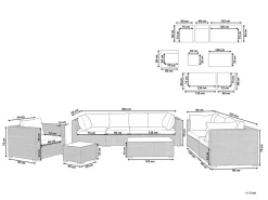 Lounge Set Rattan Hellbraun 8-Sitzer Modular Auflagen Cremeweis Maestro Ii