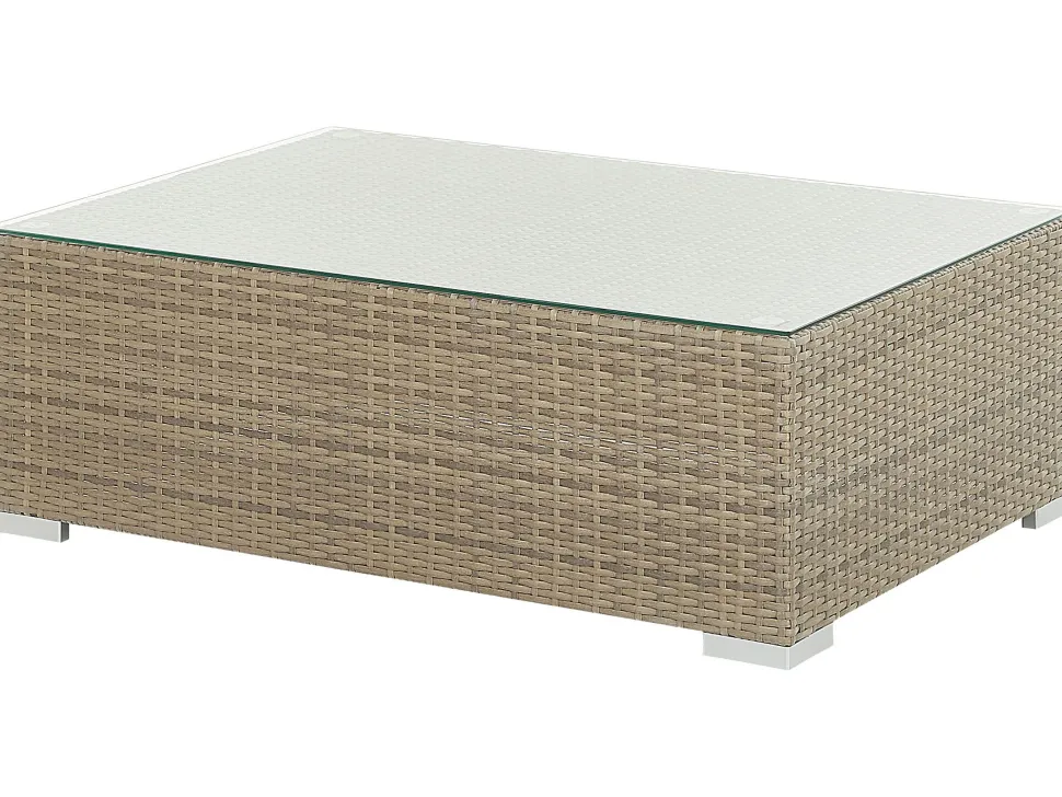 Lounge Set Rattan Hellbraun 8-Sitzer Modular Auflagen Cremeweis Maestro Ii