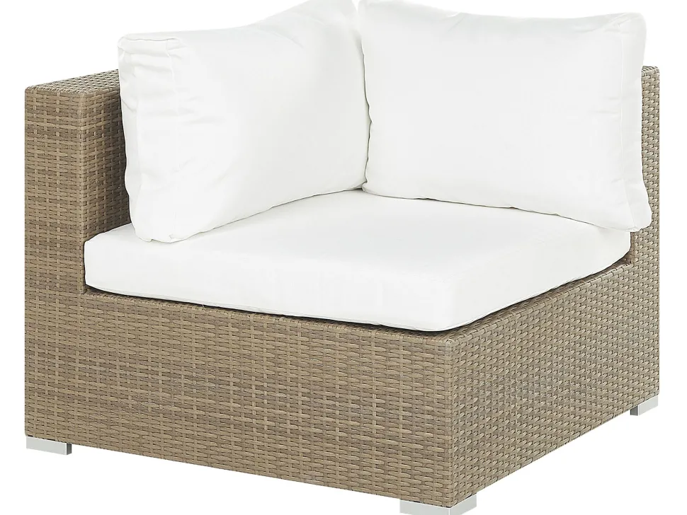 Lounge Set Rattan Hellbraun 8-Sitzer Modular Auflagen Cremeweis Maestro Ii