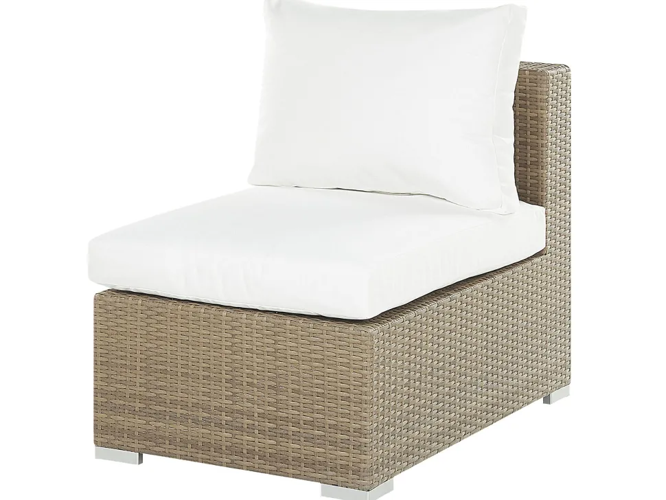 Lounge Set Rattan Hellbraun 8-Sitzer Modular Auflagen Cremeweis Maestro Ii
