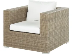 Lounge Set Rattan Hellbraun 8-Sitzer Modular Auflagen Cremeweis Maestro Ii