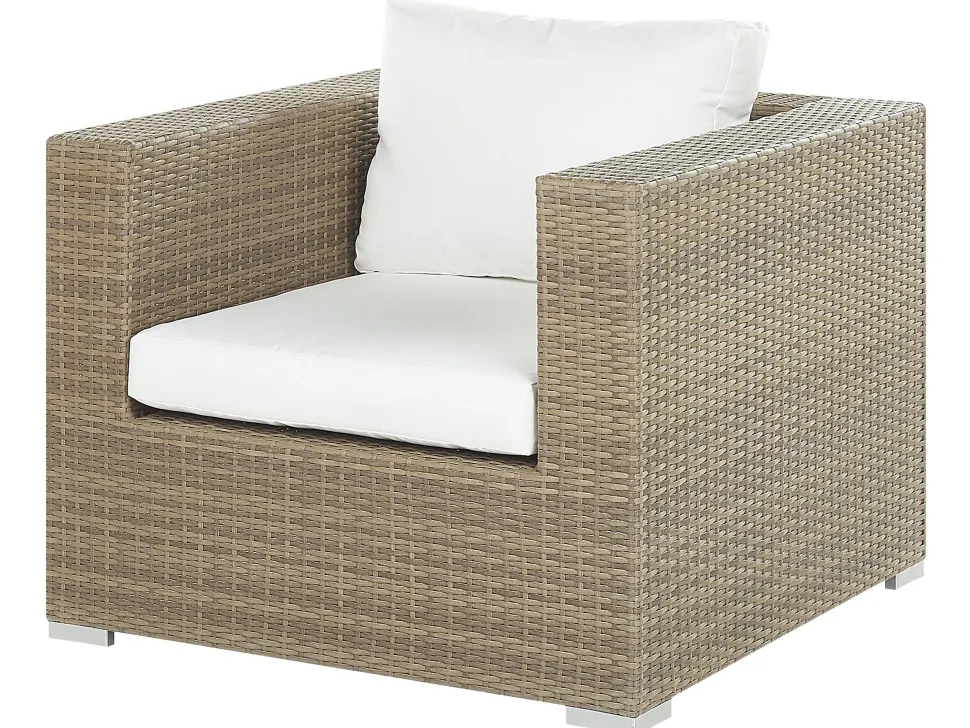 Lounge Set Rattan Hellbraun 8-Sitzer Modular Auflagen Cremeweis Maestro Ii