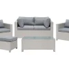 Lounge Set Rattan Hellgrau 4-Sitzer Auflagen Grau Milano
