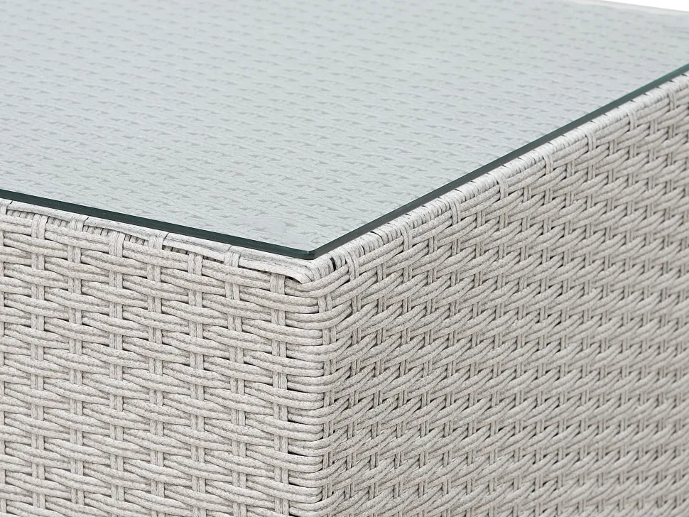 Lounge Set Rattan Hellgrau 4-Sitzer Auflagen Grau Milano