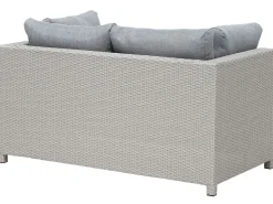 Lounge Set Rattan Hellgrau 4-Sitzer Auflagen Grau Milano