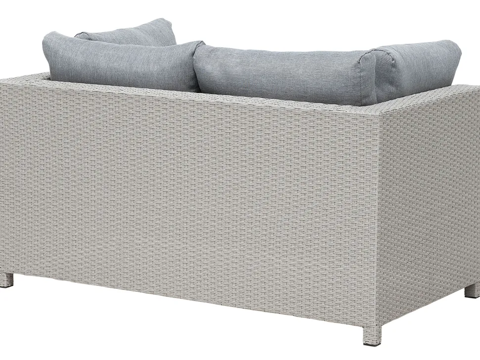 Lounge Set Rattan Hellgrau 4-Sitzer Auflagen Grau Milano