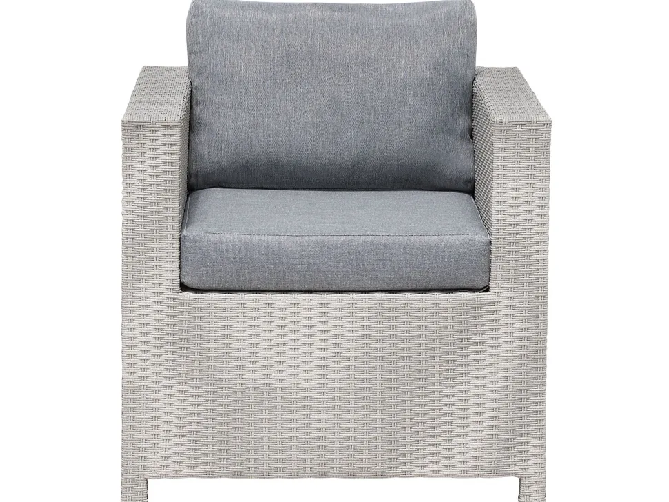 Lounge Set Rattan Hellgrau 4-Sitzer Auflagen Grau Milano