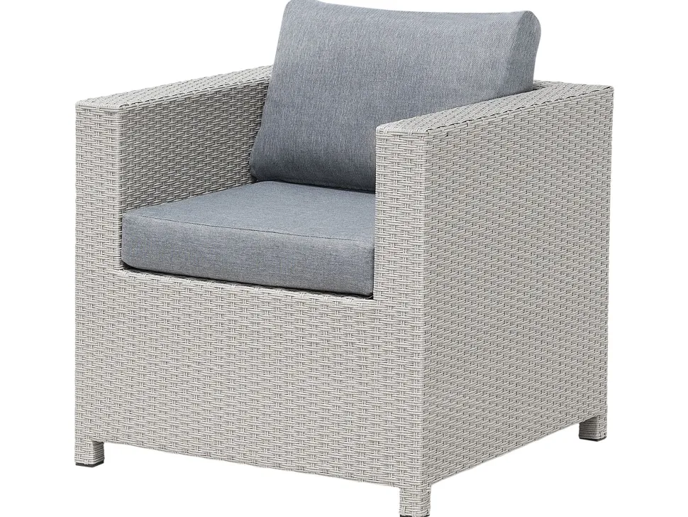 Lounge Set Rattan Hellgrau 4-Sitzer Auflagen Grau Milano